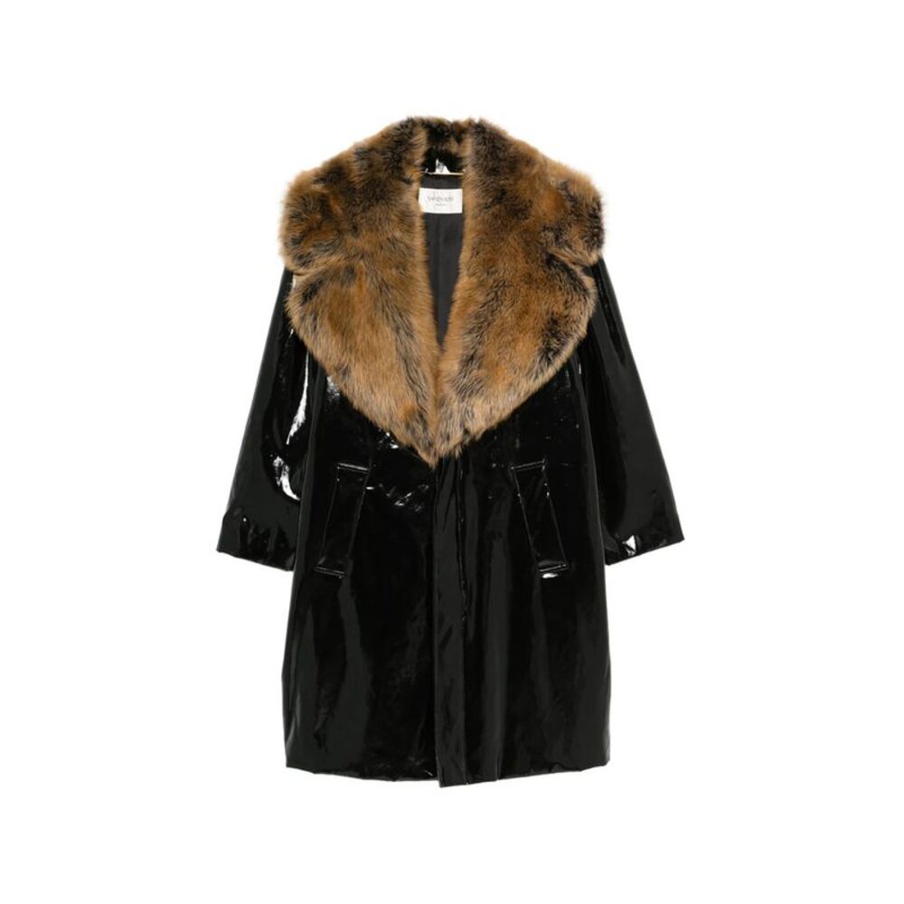 Saint Laurent Black Coats - Single Breasted Coats Women
